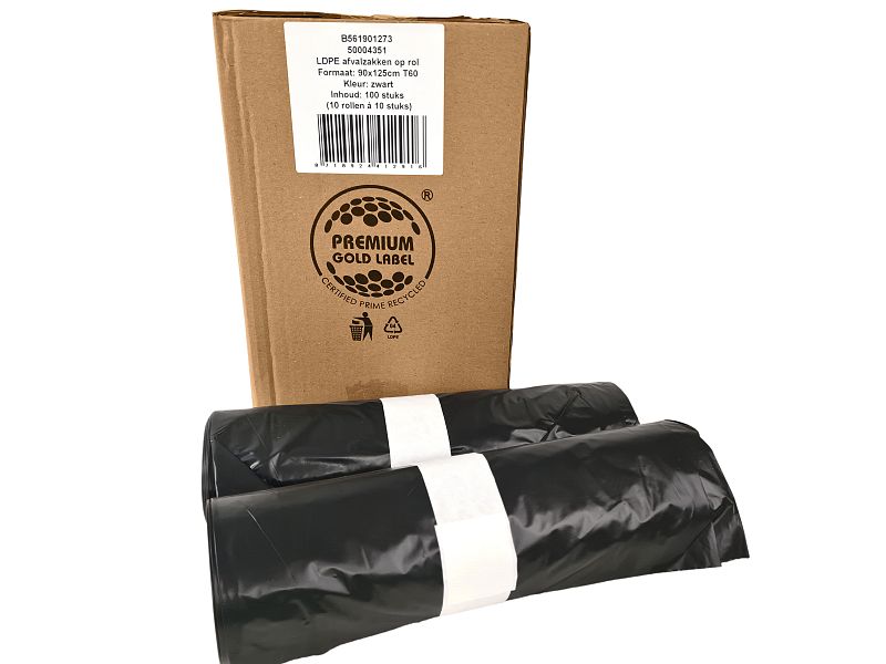 Afvalzak LDPE T60 zwart (90x125 cm, 100 stuks)