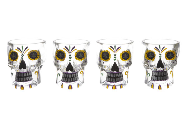 Tiki glas doodskop set 4