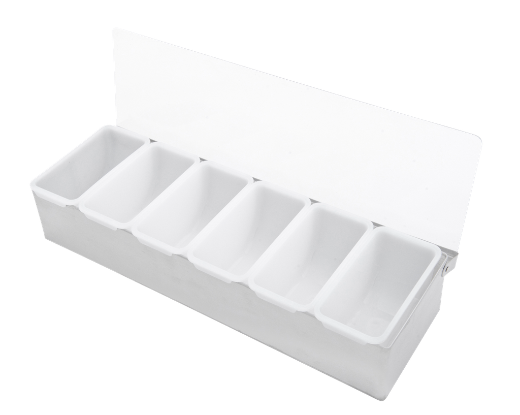 Bar Professional - Ingredientenbak Tools 6-vaks RVS wit (44 x 13,5 cm, 6 stuks)