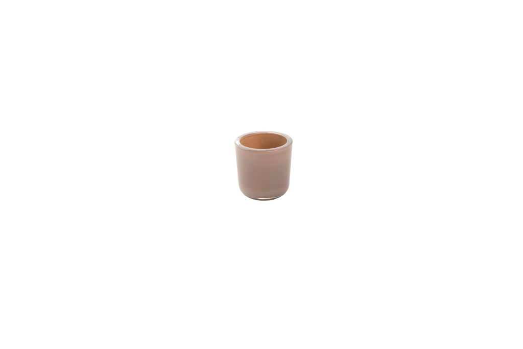 Waxinelichthouder beige (7,5 x 7,5 cm, 1 stuk)