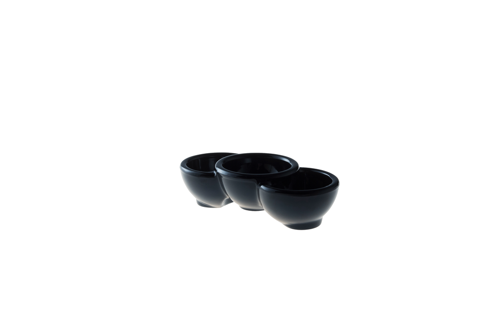 Schaal 3-vaks Melamine 13,5 x 6,5 cm Zwart (12 stuks)