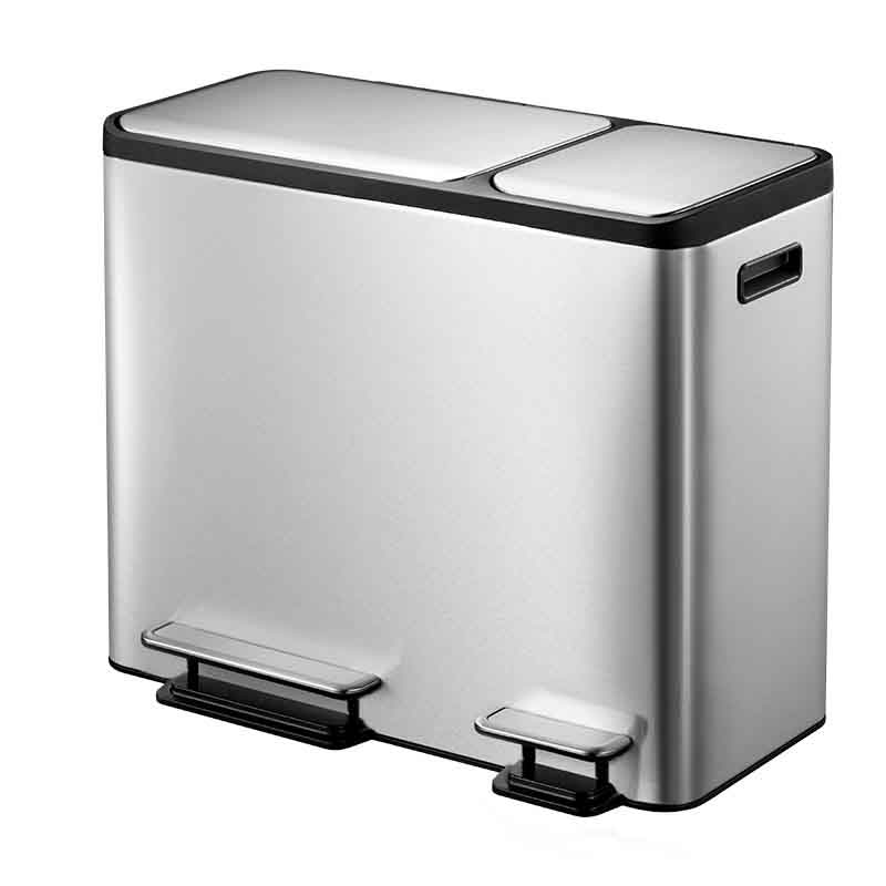 Pedaalemmer Ecocasa 60,5 x 32 x 49 cm 30 + 15 l Zilver (12 stuks)