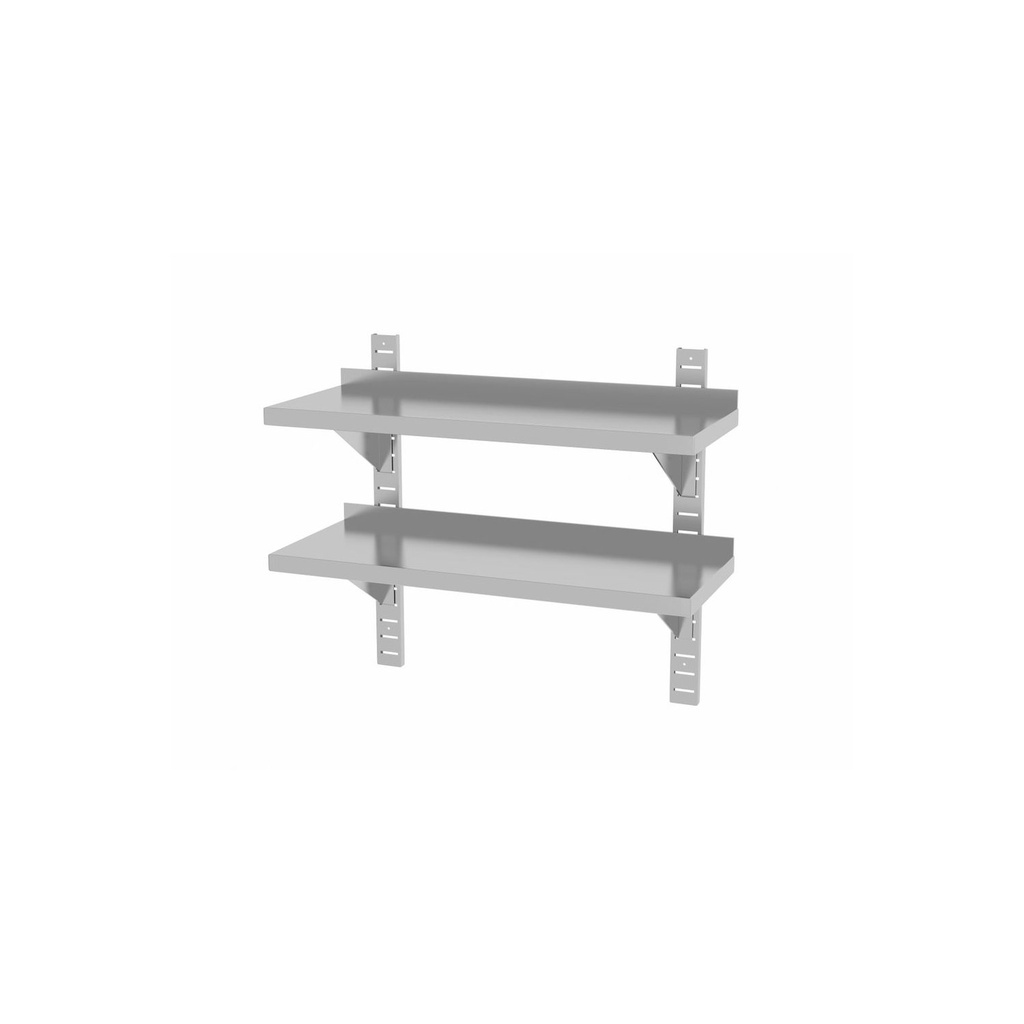 Dubbele wandplank, in hoogte verstelbaar, met 2 beugels 800x300x(H)600	