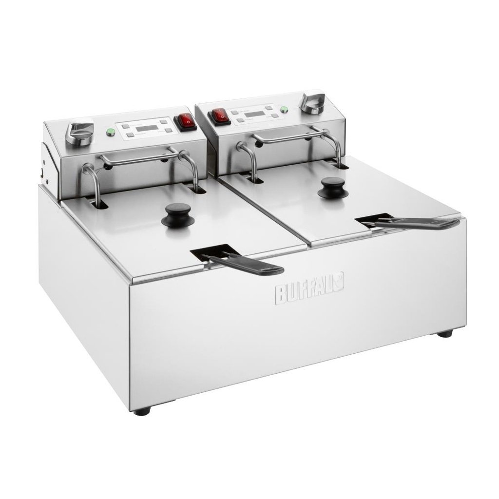 Buffalo - Dubbele Elektrische Friteuse met Timer 2x5Ltr