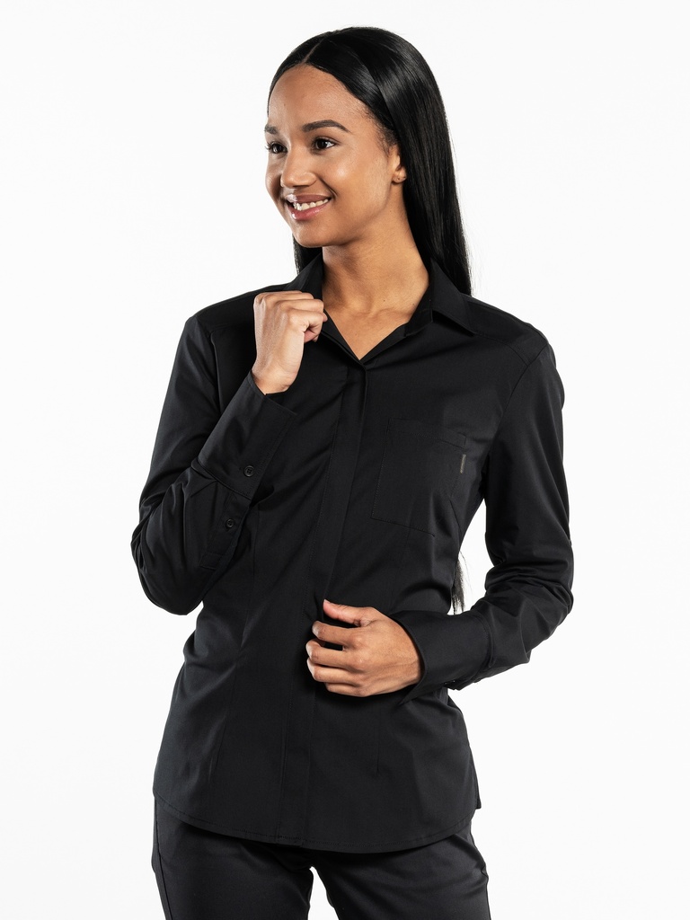 Chaud Devant - Damesblouse FX zwart stretch