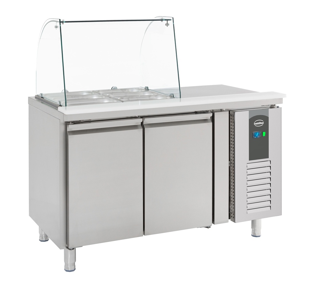 Combisteel - Koelwerkbank 2 deuren met glasopstand
