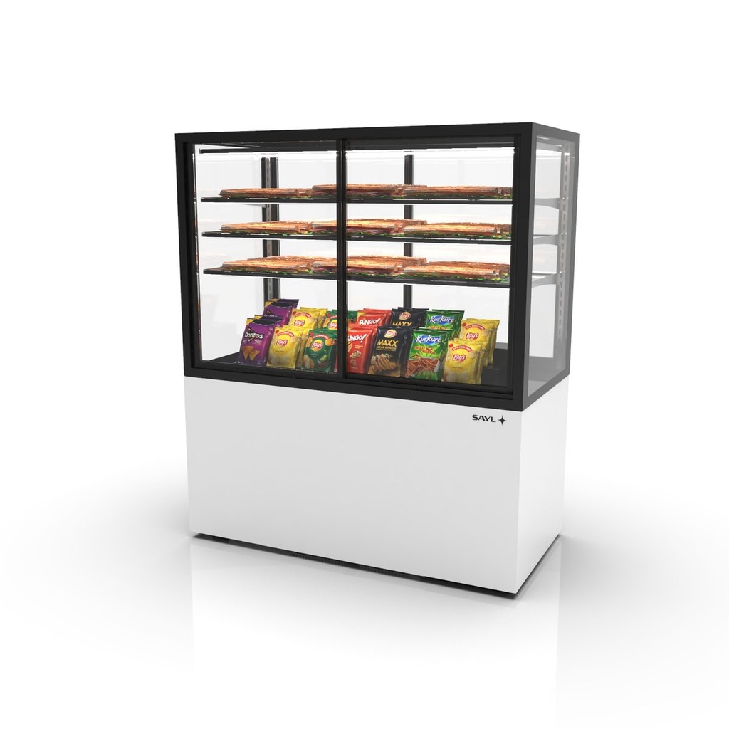 Sayl - Integra Base vitrine neutraal 1200x600x1400 mm 3 schappen voordeur wit onderstel