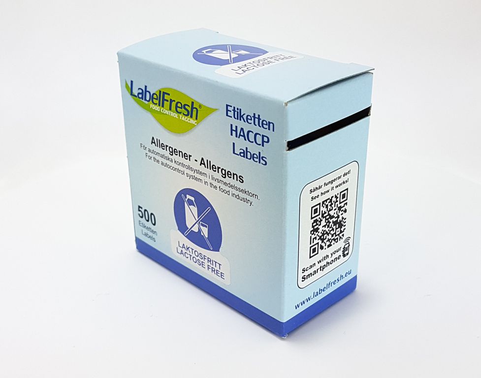 LabelFresh - Allergeenetiket lactosevrij (laktosfritt) (30 x 30 mm, 500 stuks)