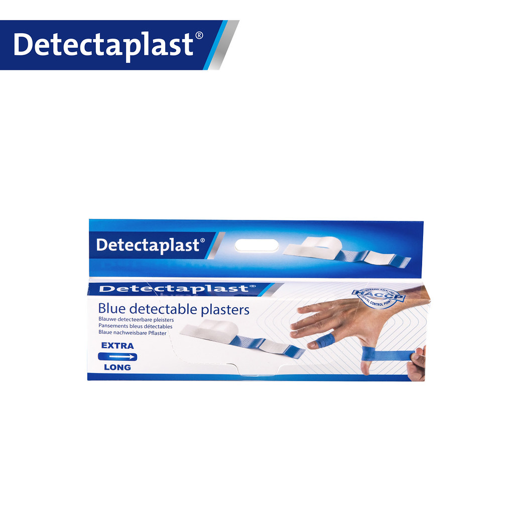 Detectaplast - Detecteerbare vingerpleister Super Stretch textiel blauw in dispenser (12x2 cm, 50 stuks)