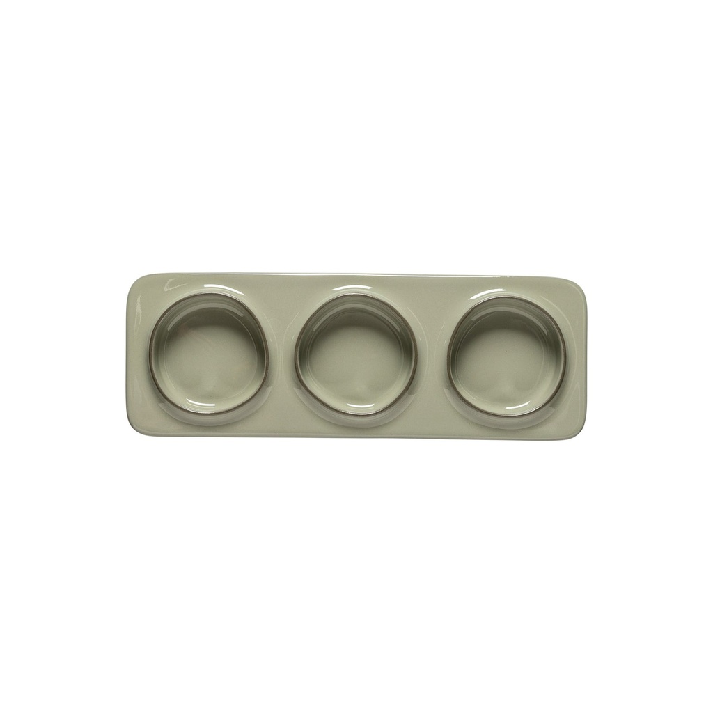 Costa Nova - Serveerplateau rechthoekig 3-vaks Ambar sage green (28 cm, 6 stuks)