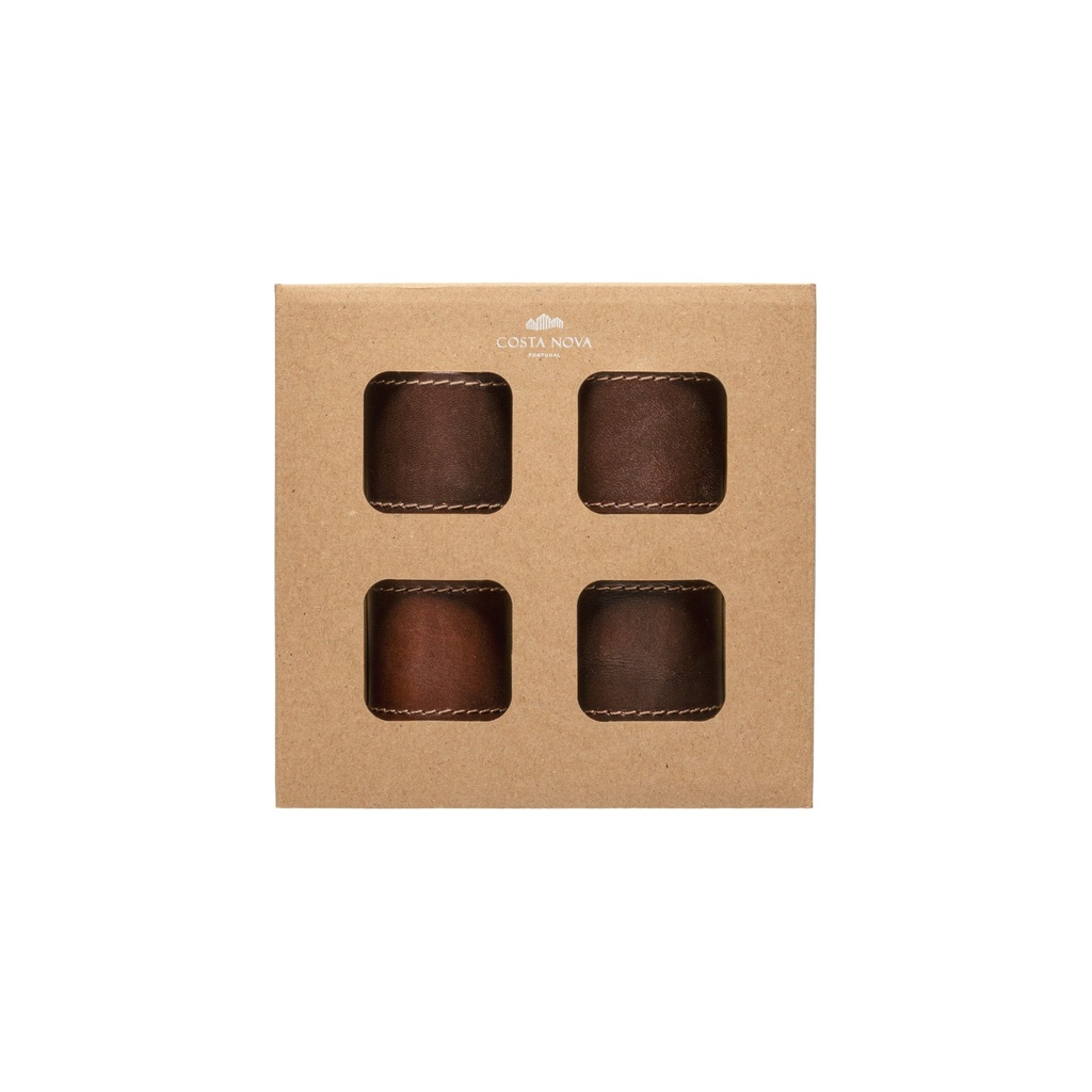 Costa Nova - Servetringen leer set 4 Leather brown (1 stuk)