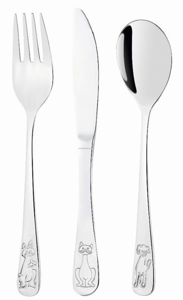 RVS 18/10 Kinderbestek set mes, vork en lepel (1 stuk)