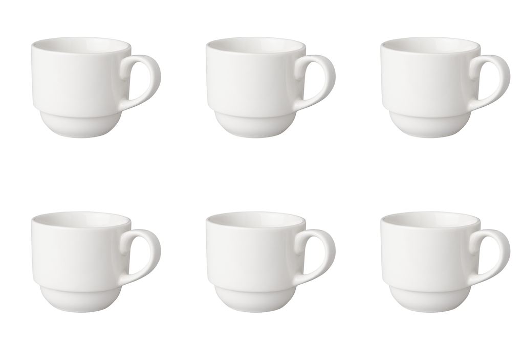 Mammoet - Koffiekop breed Budgetline porselein wit (20 cl, 6 stuks)