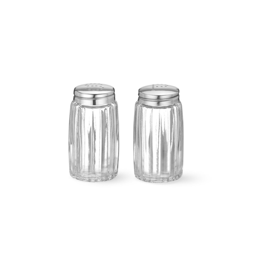 Peper- en Zoutstrooier glas met rvs dopje