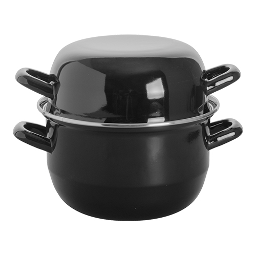mosselpan 18cm zwart emaille