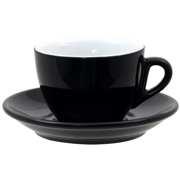 Cappucino kop met schotel Rosa zwart 165cc