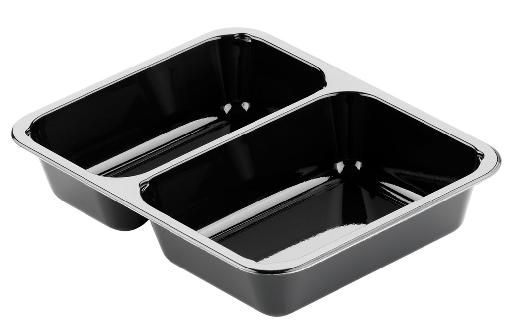 Menutray 2 vaks 225x175x43 zwart, 300 stuks