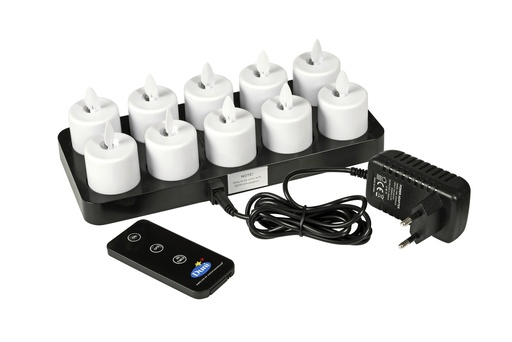 [DTH34043] Duni - LED-kaars Moving Flame oplaadbaar warmwit (Ø 3,6 x 3,8 cm, 10 stuks)