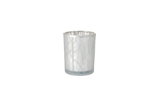 Duni - Kaarshouder Shimmer glas wit (Ø 8 x 10 cm, 6 stuks)
