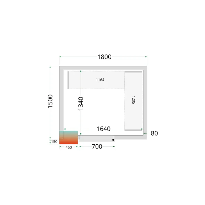 Tefcold - Koelruimtepanelen 80 mm CR 180x150x212 NF