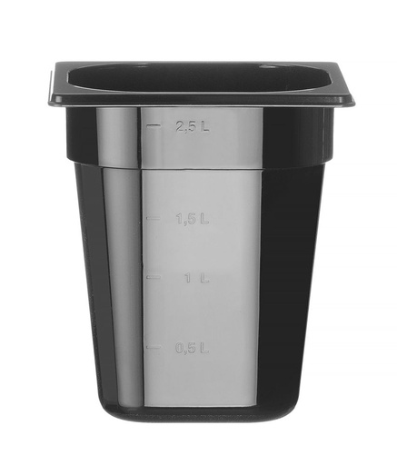 [DTH61553] Container GN 1/6 zwart polycarbonaat, HENDI, Profi Line, GN 1/6, 3,4L, Zwart, 176x162x(H)200mm