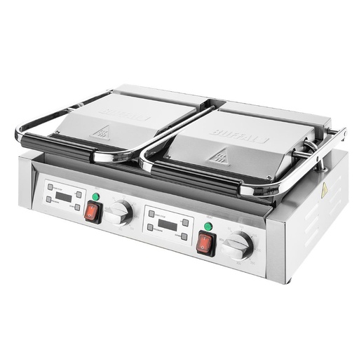 [DTH70164] Buffalo Dubbele Contactgrill Geribbelde Platen