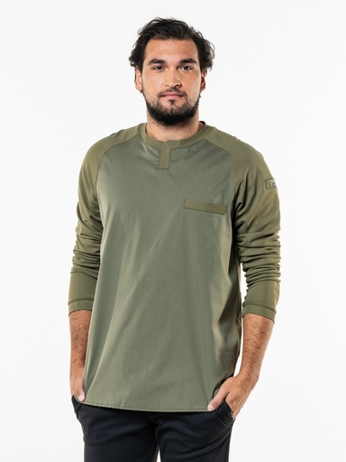 Chaud Devant - Koks-T-shirt Valente FX mosgroen stretch lange mouw