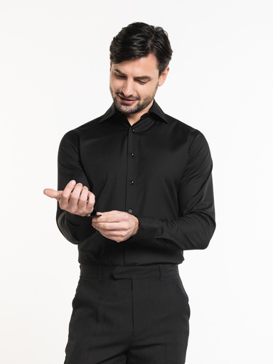 Chaud Devant - Herenoverhemd zwart stretch