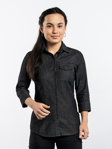 Chaud Devant - Damesblouse antraciet denim stretch 3/4 mouw