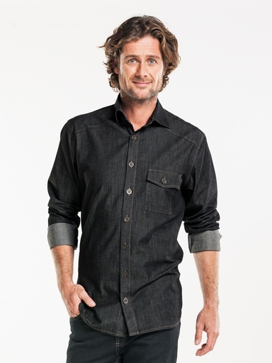 Chaud Devant - Herenoverhemd antraciet denim stretch