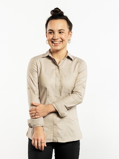 Chaud Devant - Damesblouse FX zand gemeleerd stretch