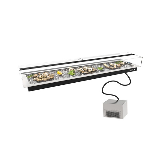 Sayl - Tapas Minimal inbouw gekoelde tapasvitrine 8x GN 1/3 1540x410x380 mm remote koelgroep