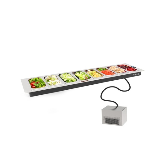 Sayl - gekoelde inbouwkuip drop-in 8x GN 1/3 1520x375x251 mm remote koelgroep
