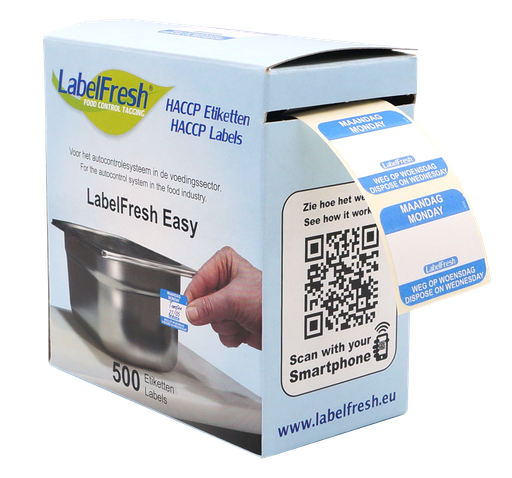 LabelFresh - Easy etiket Maandag met weg-op (30 x 25 mm, 500 stuks)