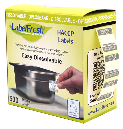 [DTH110258] LabelFresh - Easy oplosbaar etiket Dinsdag met weg-op (22 x 22 mm, 500 stuks)