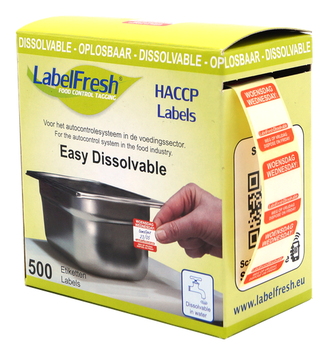 [DTH110259] LabelFresh - Easy oplosbaar etiket Woensdag met weg-op (22 x 22 mm, 500 stuks)