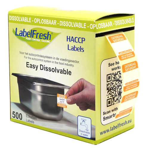 [DTH110262] LabelFresh - Easy oplosbaar etiket Zaterdag met weg-op (22 x 22 mm, 500 stuks)