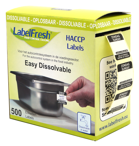 LabelFresh - Easy oplosbaar etiket Zondag met weg-op (22 x 22 mm, 500 stuks)