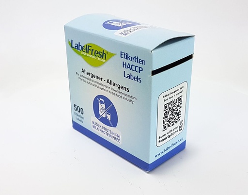 [DTH110324] LabelFresh - Allergeenetiket melkeiwitvrij (mjölk protein fri) (30 x 30 mm, 500 stuks)