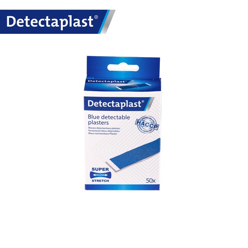 Detectaplast - Detecteerbare piercingpleister Super Stretch textiel blauw (0,9x3,8 cm, 50 stuks)