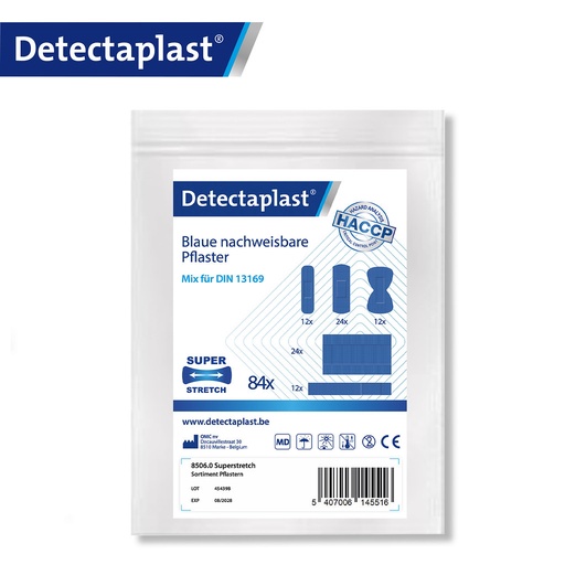 Detectaplast - Detecteerbaar pleisterassortiment Super Stretch textiel blauw DIN 13169 (84 stuks)