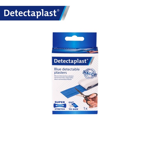 [DTH110849] Detectaplast - Detecteerbare pleisterrol Super Stretch textiel blauw ophangverpakking (6 cm x 1 m)
