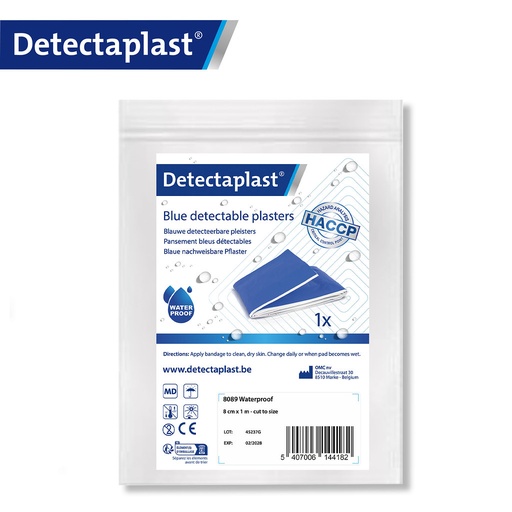 Detectaplast - Detecteerbare pleisterrol waterbestendig blauw (8 cm x 1 m)