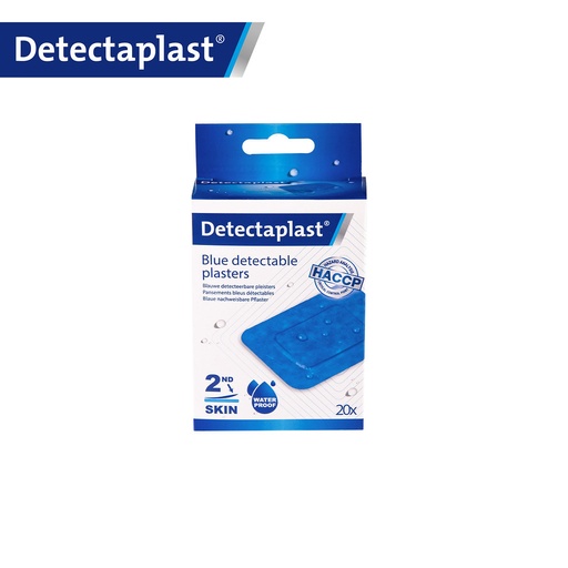 Detectaplast - Detecteerbare pleister Second Skin waterbestendig blauw ophangverpakking (5x7 cm, 20 stuks)