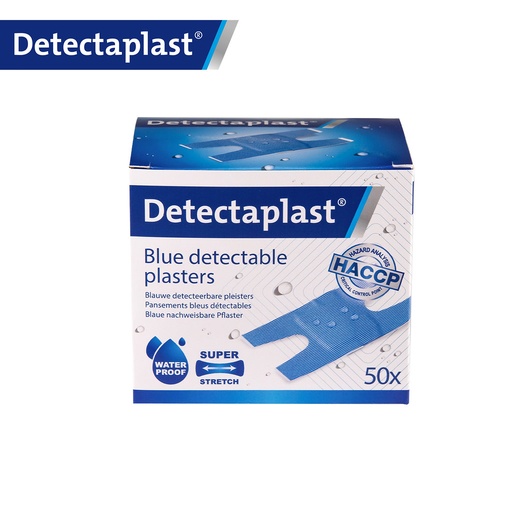 Detectaplast - Detecteerbare knokkelpleister waterbestendig Super Stretch blauw (6,8x3,8 cm, 50 stuks)
