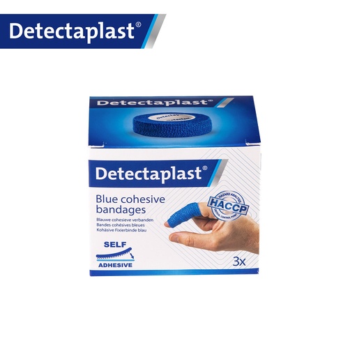 Detectaplast - Detecteerbaar cohesief verband Smartplaster non-woven blauw (2,5 cm x 4,5 m, 3 stuks)