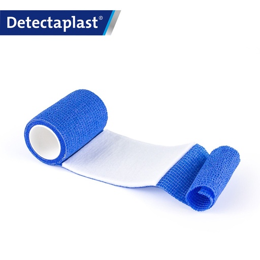 [DTH110905] Detectaplast - Detecteerbaar cohesief verband blauw met wondkussen (6x8 cm)