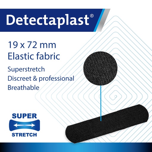 [DTH110911] Detectaplast - Pleister Heavy Duty Super Stretch textiel zwart (1,9x7,2 cm, 100 stuks)