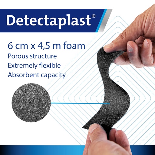 Detectaplast - Foamverband zwart (6 cm x 4,5 m)