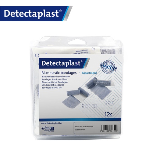 Detectaplast - Detecteerbaar elastisch windsel Super Stretch blauw assortiment (4 formaten, 12 stuks)
